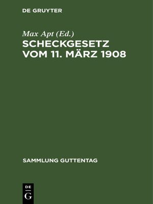 cover image of Scheckgesetz vom 11. März 1908